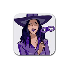 Purple Witch Drink Coaster (square) by FunWithFibro