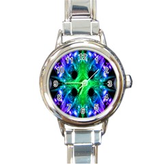 Alien Snowflake Round Italian Charm Watch by icarusismartdesigns