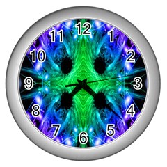 Alien Snowflake Wall Clock (silver) by icarusismartdesigns