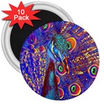 Peacock 3  Button Magnet (10 pack) Front