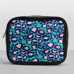 Turquoise Cheetah Mini Travel Toiletry Bag (one Side) by OCDesignss