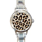 Leopard Print  Round Italian Charm Watch Front