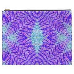 Turquoise Purple Zebra Pattern  Cosmetic Bag (xxxl) by OCDesignss