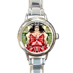 Cubist Woman Round Italian Charm Watch by icarusismartdesigns