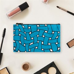 Blue Distorted Weave Cosmetic Bag (small) by LalyLauraFLM