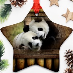 Panda Love Star Ornament (two Sides) by TheWowFactor