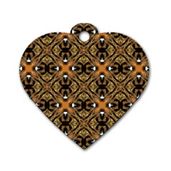 Faux Animal Print Pattern Dog Tag Heart (one Sided)  by GardenOfOphir