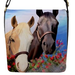 Miwok Horses Flap Closure Messenger Bag (small) by JulianneOsoske