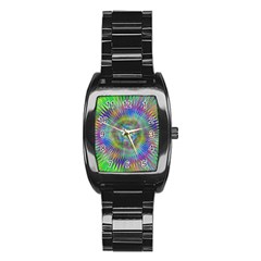 Hypnotic Star Burst Fractal Stainless Steel Barrel Watch by StuffOrSomething