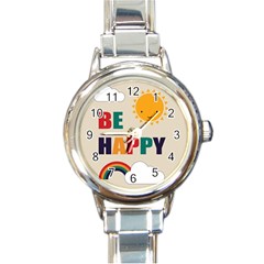 Be Happy Round Italian Charm Watch by Kathrinlegg