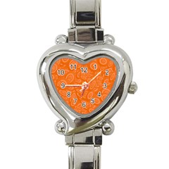 Orange Abstract 45s Heart Italian Charm Watch  by StuffOrSomething