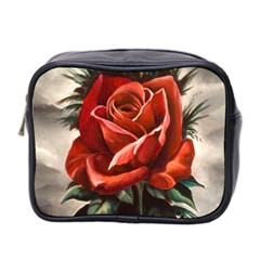 Red Rose Mini Travel Toiletry Bag (two Sides) by ArtByThree