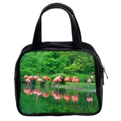 Flamingo Birds At Lake Classic Handbag (two Sides) by yoursparklingshop