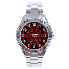 Red Alaun Crystal Mandala Stainless Steel Watch by lucia