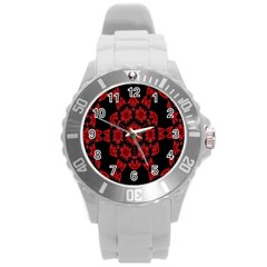 Red Alaun Crystal Mandala Plastic Sport Watch (large) by lucia