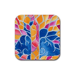 Yellow Blue Pink Abstract  Drink Coaster (square) by OCDesignss