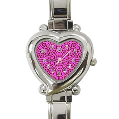 Florescent Pink Animal Print  Heart Italian Charm Watch  by OCDesignss