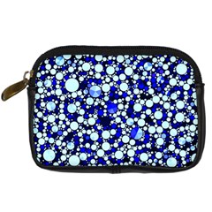 Bright Blue Cheetah Bling Abstract  Digital Camera Leather Case by OCDesignss