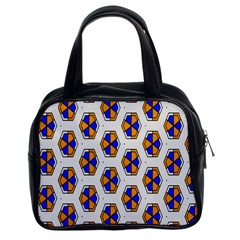 Orange Blue Honeycomb Pattern Classic Handbag (two Sides) by LalyLauraFLM