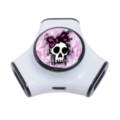 Sketched Skull Princess 3 Port Usb Hub by ArtistRoseanneJones