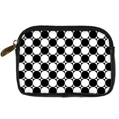 Black And White Polka Dots Digital Camera Leather Case by ElenaIndolfiStyle