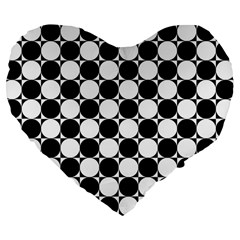 Black And White Polka Dots Large 19  Premium Heart Shape Cushion by ElenaIndolfiStyle