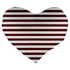 Marsala Stripes Large 19  Premium Flano Heart Shape Cushion by ElenaIndolfiStyle