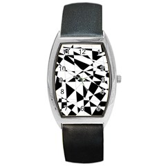 Shattered Life In Black & White Tonneau Leather Watch by StuffOrSomething