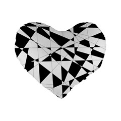 Shattered Life In Black & White Standard 16  Premium Flano Heart Shape Cushion  by StuffOrSomething