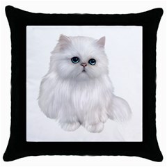 White Persian Cat Clipart Throw Pillow Cases (black) by AlteredStates