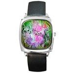 Abstract Music 2 Square Metal Watches Front