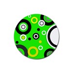 Florescent Green Yellow Abstract  Rubber Coaster (Round)  Front