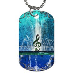 Clef With Water Splash And Floral Elements Dog Tag (two Sides) by FantasyWorld7