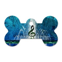 Clef With Water Splash And Floral Elements Dog Tag Bone (one Side) by FantasyWorld7