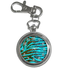 Turquoise Blue Zebra Abstract  Key Chain Watches by OCDesignss