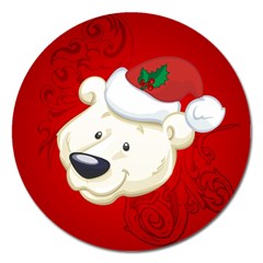 Funny Polar Bear Magnet 5  (round) by FantasyWorld7