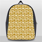 Olive And White Owl Pattern School Bags (XL)  Front