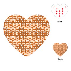 Orange And White Owl Pattern Playing Cards (heart)  by GardenOfOphir