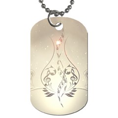 Music, Piano With Clef On Soft Background Dog Tag (two Sides) by FantasyWorld7