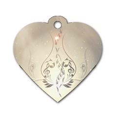 Music, Piano With Clef On Soft Background Dog Tag Heart (two Sides) by FantasyWorld7