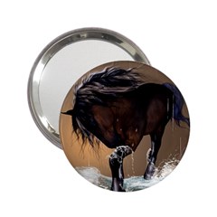 Beautiful Horse With Water Splash 2 25  Handbag Mirrors by FantasyWorld7