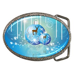 Wonderful Christmas Ball With Reindeer And Snowflakes Belt Buckles by FantasyWorld7