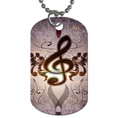 Music, Wonderful Clef With Floral Elements Dog Tag (one Side) by FantasyWorld7