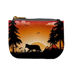 The Lonely Wolf In The Sunset Mini Coin Purses by FantasyWorld7