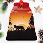 The Lonely Wolf In The Sunset Bell Ornament (2 Sides) Front