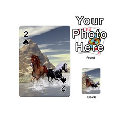 Beautiful Horses Running In A River Playing Cards 54 (mini)  by FantasyWorld7