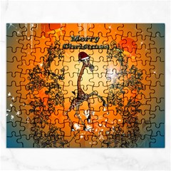 Funny, Cute Christmas Giraffe Rectangular Jigsaw Puzzl by FantasyWorld7