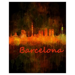 Barcelona City Dark Watercolor Skyline Drawstring Bag (small) by hqphoto