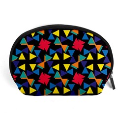 Colorful Triangles And Flowers Pattern Accessory Pouch by LalyLauraFLM