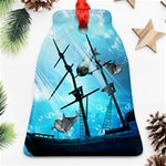 Underwater World With Shipwreck And Dolphin Bell Ornament (2 Sides) Back